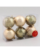 Ёлочные игрушки «Мэдисон», шары новогодние, d=8 см, набор 6 шт., чёрный/золотистый 9510509