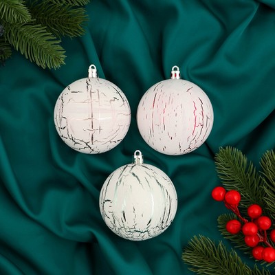 Ёлочные игрушки «Мюриель», шары новогодние, d=8 см, набор 3 шт., белый