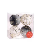 Ёлочные игрушки «Мюриель» блеск, шары новогодние, d=8 см, набор 4 шт., чёрный/белый 9510541