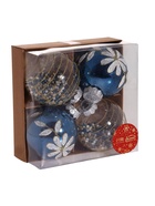 Ёлочные игрушки «Вивьен», шары новогодние, d=8 см, набор 4 шт., бело-синий 9510542