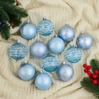 Ёлочные игрушки «Сказочные узоры», шары новогодние, d=6 см, набор 12 шт., орбита, голубой - Фото 3