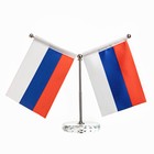 Флаг России настольный, с двумя флажками 8 х 11 см, круг, 16.5 х 12 см - фото 10643291