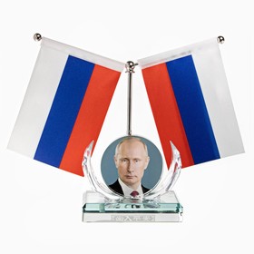 Флаг «Президент России Путин В.В.» настольный, на подставке, с двумя флажками 8×11 см, 17×16.5 см 9605251