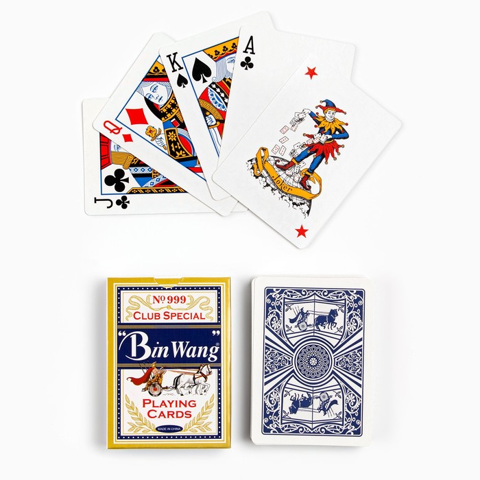 Карты игральные бумажные BinWang, 55 шт, 260 г/м2, синие, 6.3 х 8.8 см