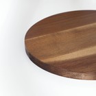 Доска разделочная с металлической ручкой, круглая, 35,8×25×1,6 см, тропическая акация - фото 22357569