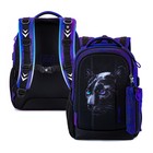 Рюкзак школьный 38 х 28 х 16 см, эргономичная спинка + пенал, SkyName 57, чёрный/фиолетовый, 57-51 - фото 2884070