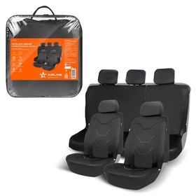 Чехлы для сидений универсальные Airline RS-7k+, влагозащитные, набор 8 предметов, черные