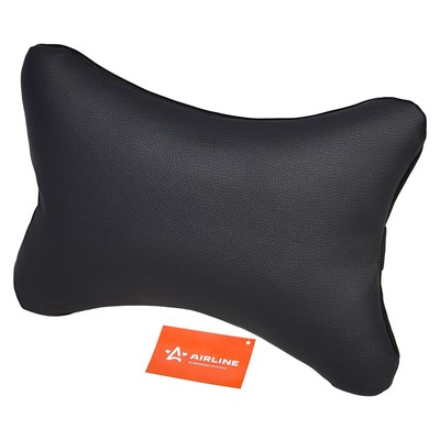 Подушка-косточка на подголовник Airline «ЭКО», искусственная кожа/полиэстер, черная