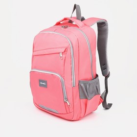 Рюкзак школьный из текстиля на молнии, 4 кармана, FULLDORN, цвет розовый