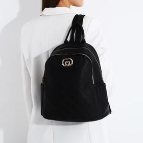 Рюкзак женский из искусственной кожи на молнии Star Bag, 5 наружных карманов, цвет чёрный