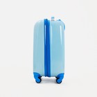 Чемодан детский 16", отдел на молнии, 4 колеса, цвет голубой - фото 24427358