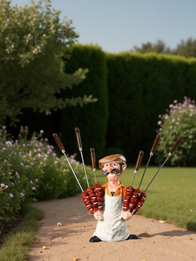 Садовая фигура - подставка для шампуров из полистоуна «Шашлычник», 55×44 см