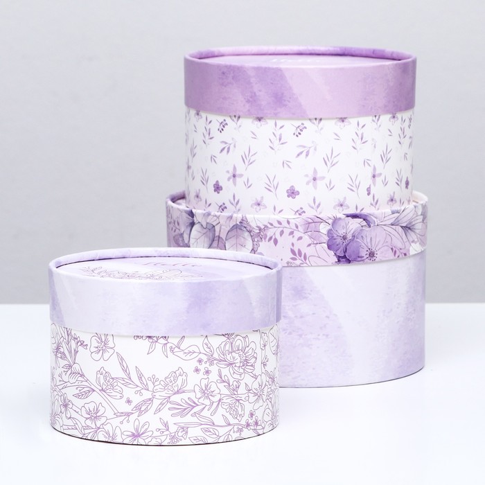 Набор шляпных коробок 3 в 1 «Сирень», 16×10.14×9.13×8.5 см - Фото 1