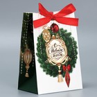 Пакет подарочный с лентой «Новогоднее настроение», 13 × 19 × 9 см - фото 10645365