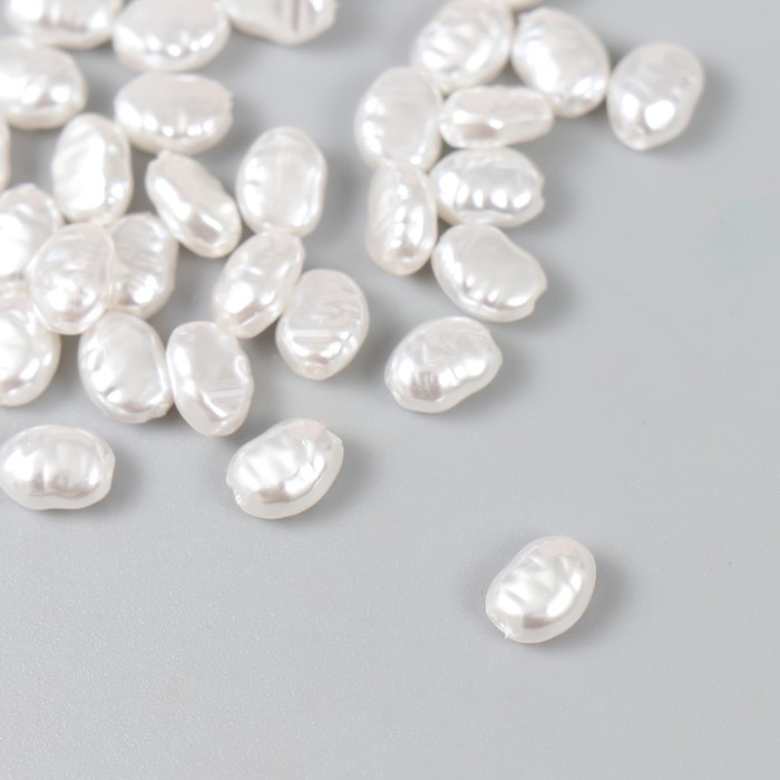 Бусины для творчества пластик "Неровный жемчуг овал" набор 40 шт 0,6х0,7 см - Фото 1
