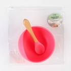 Тарелка детская на присоске, ложка, из силикона, розовая - Фото 5