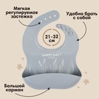 Детская посуда в наборе M&B: нагрудник, тарелка на присоске, ложка, силикон, серый - Фото 3