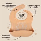 Детская посуда в наборе M&B: нагрудник, тарелка на присоске, ложка, силикон, бежевый - Фото 4