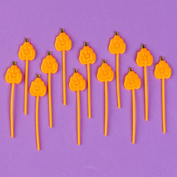 Шпажки «Тыква», в наборе 12 штук, цвет оранжевый