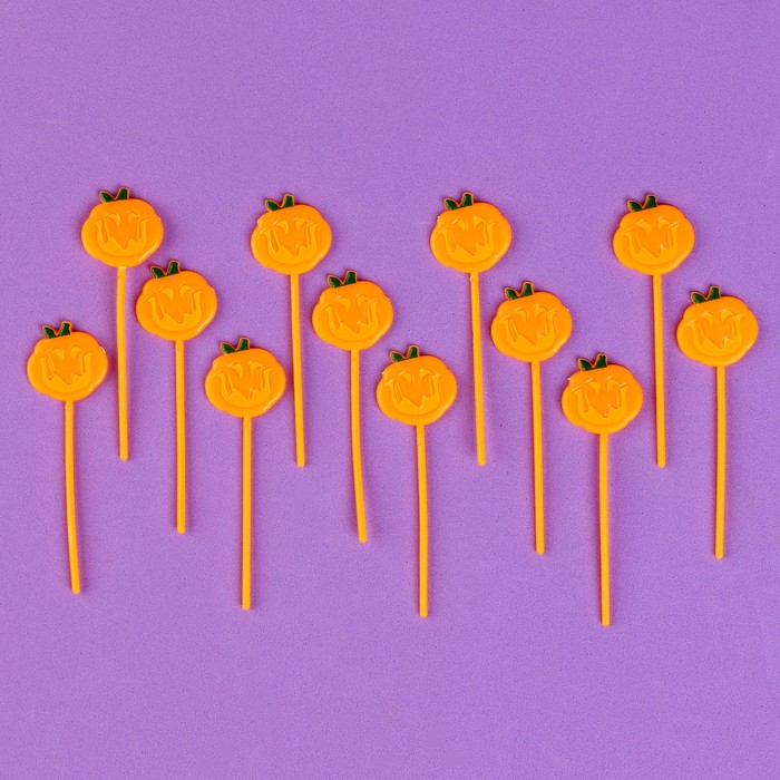 Шпажки «Тыква», в наборе 12 штук, цвет оранжевый