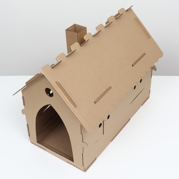 Дом-конструктор для кошек крафт, 59х30х47, см
