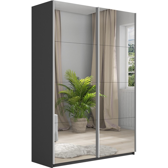 Шкаф-купе «Прайм», 1600×570×2300 мм, 2-х дверный, зеркало, цвет серый диамант - Фото 1