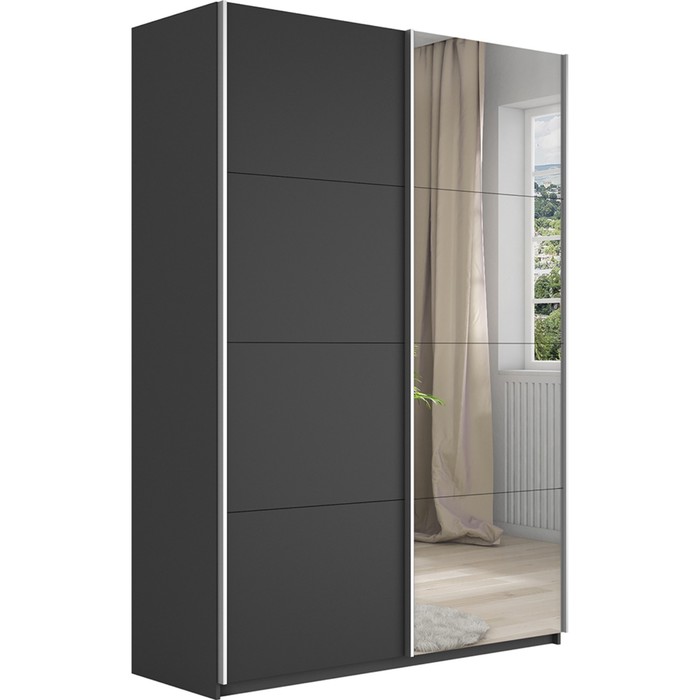 Шкаф-купе «Прайм», 1200×570×2300 мм, 2-х дверный, ЛДСП / зеркало, цвет серый диамант - Фото 1