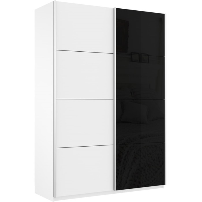 Шкаф-купе «Прайм», 1200×570×2300 мм, ЛДСП / чёрное стекло, цвет белый снег - Фото 1