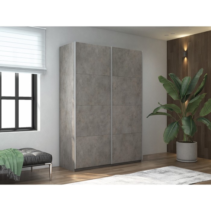 Шкаф-купе «Прайм», 1600×570×2300 мм, 2-х дверный, ЛДСП, цвет бетон - Фото 1