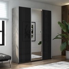 Шкаф-купе «Прайм», 2100×570×2300 мм, 3-х дверный, 2 чёрных стекла / зеркало, цвет бетон - Фото 1