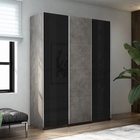 Шкаф-купе «Прайм», 1800×570×2300 мм, 3-х дверный, 2 чёрных стекла / ЛДСП, цвет бетон - Фото 1