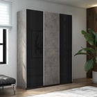 Шкаф-купе «Прайм», 2100×570×2300 мм, 3-х дверный, 2 чёрных стекла / ЛДСП, цвет бетон - Фото 1