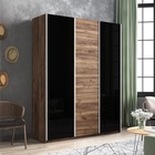 Шкаф-купе «Прайм», 1800×570×2300 мм, 3-х дверный, 2 чёрных стекла / ЛДСП, дуб табачный - Фото 1