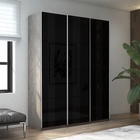 Шкаф-купе «Прайм», 1800×570×2300 мм, 3-х дверный, чёрное стекло, цвет бетон - Фото 1