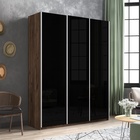 Шкаф-купе «Прайм», 1800×570×2300 мм, 3-х дверный, чёрное стекло, цвет дуб табачный - Фото 1