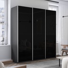 Шкаф-купе «Прайм», 1800×570×2300 мм, 3-х дверный, чёрное стекло, цвет серый диамант - Фото 1