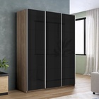 Шкаф-купе «Прайм», 1800×570×2300 мм, 3-х дверный, чёрное стекло, цвет сонома - Фото 1