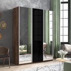 Шкаф-купе «Прайм», 1800×570×2300 мм, 3-х дверный, 2 зеркала / чёрное стекло, дуб табачный - Фото 1