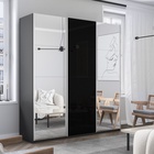 Шкаф-купе «Прайм», 2100×570×2300 мм, 3-х дверный, 2 зеркала / чёрное стекло, серый диамант - Фото 1