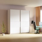 Шкаф-купе «Широкий Прайм», 2200×570×2300 мм, 3 секции ДСП/стекло белое/серебро, белый снег - Фото 1