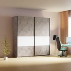 Шкаф-купе «Широкий Прайм», 2200×570×2300 мм, 3 секции ДСП / стекло белое / чёрный, бетон - Фото 1