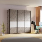 Шкаф-купе «Широкий Прайм», 2400×570×2300 мм, 3 секции ДСП / стекло белое / чёрный, бетон - Фото 1