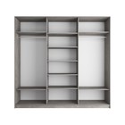 Шкаф-купе «Широкий Прайм», 2400×570×2300 мм, 3 секции ДСП / стекло белое / чёрный, бетон - Фото 2