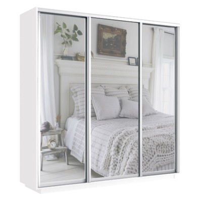 Шкаф купе трехдверный «Экспресс», с зеркалом, 2100×440×2200 мм, цвет белый снег