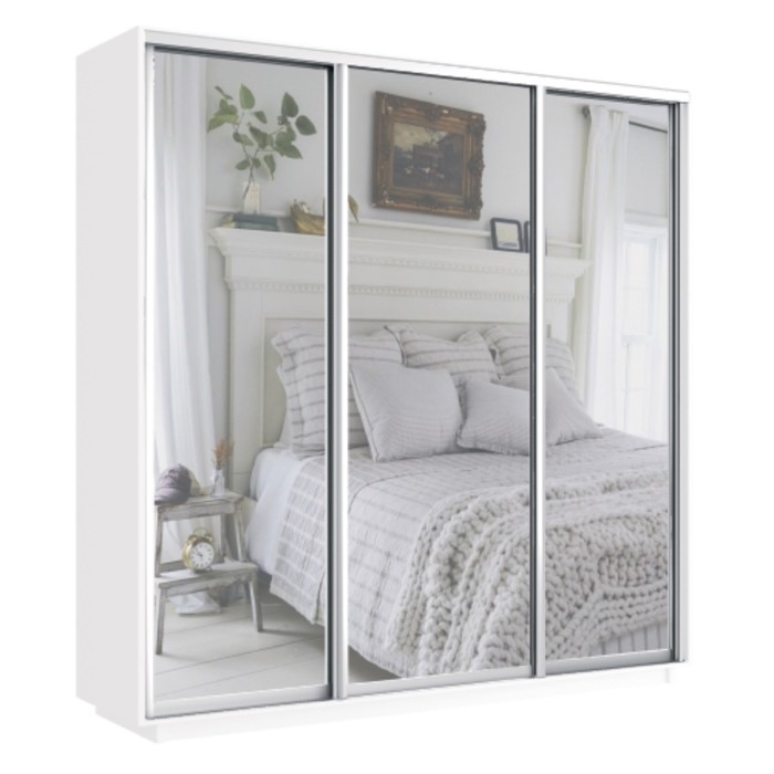 Шкаф купе трехдверный «Экспресс», с зеркалом, 2100×440×2200 мм, цвет белый снег - Фото 1