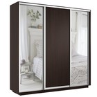 Шкаф купе «Экспресс», 2400×440×2200 мм, 3-х дверный, 2 зеркала / ЛДСП, цвет венге - Фото 2