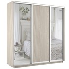 Шкаф купе «Экспресс», 1800×440×2400 мм, 3-х дверный, 2 зеркала / ЛДСП, ясень шимо светлый - Фото 1