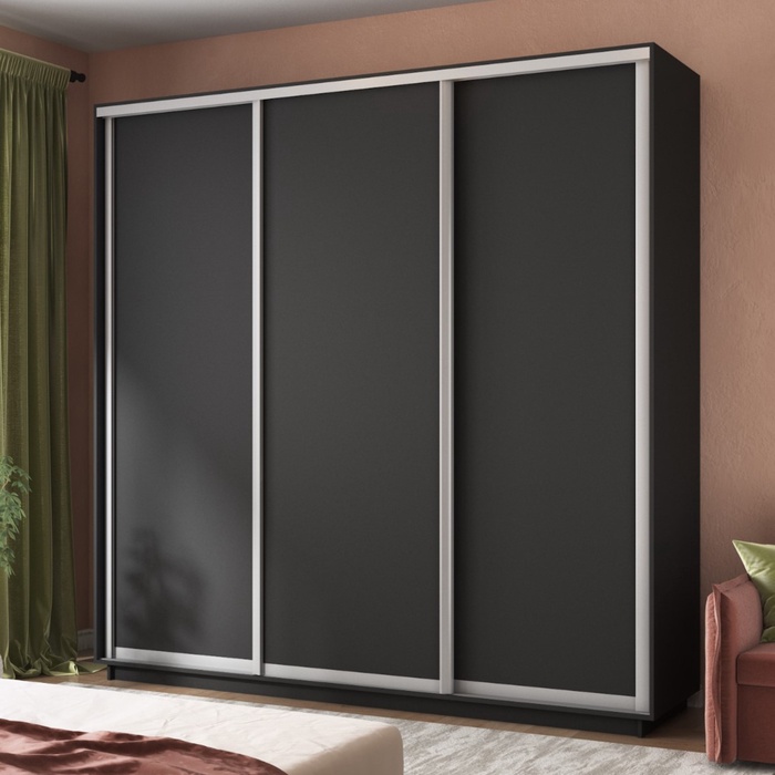 Шкаф купе трёхдверный «Экспресс», 1800×600×2200 мм, ЛДСП, цвет серый диамант - Фото 1