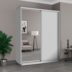 Шкаф купе двухдверный «Широкий экспресс», 1800×440×2200 мм, зеркало/ЛДСП, цвет белый снег - Фото 1