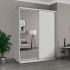 Шкаф купе двухдверный «Широкий экспресс», с зеркалом, 1800×440×2400 мм, ЛДСП, цвет белый снег - Фото 1